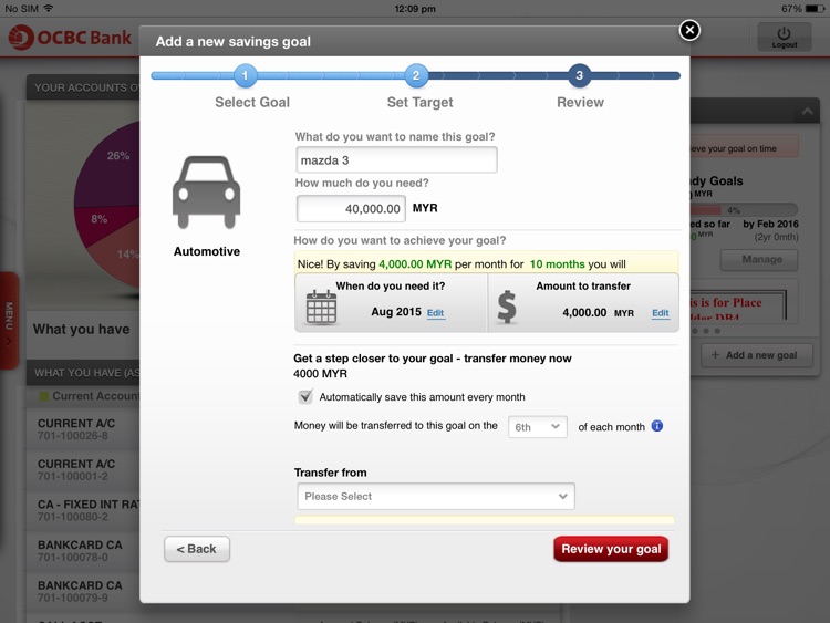 OCBC MY Mobile Banking on iPad