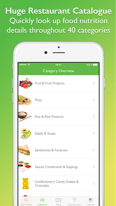 CalorieGuide Healthy Restaurant Meals & Nutrition Screenshot