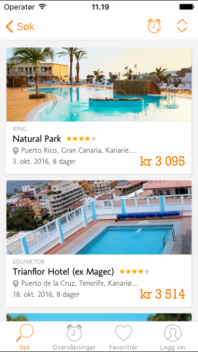 Reiseguiden.no Restplasser iPhone screenshot 2 - Travel app