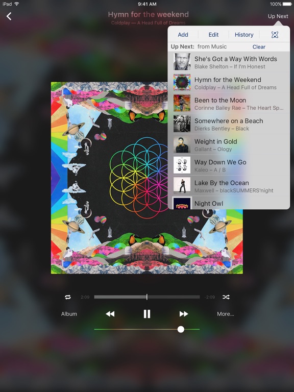 Screenshots of iTunes Remote for iPad