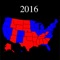 Quickly check possible 2016 election outcomes by changing states by touch from red to blue or vice versa and seeing the electoral college results