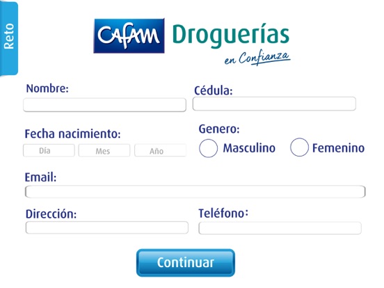 Reto Droguerías Cafam iPad screenshot