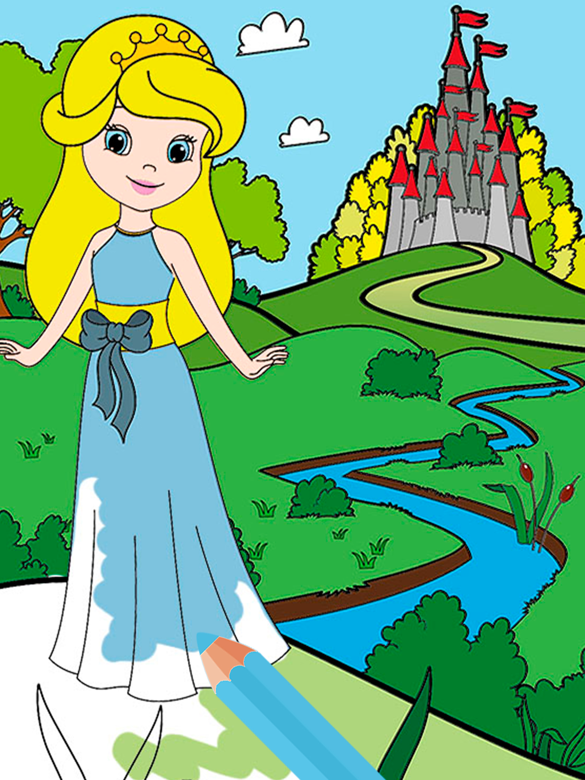 Paint princes in princesses coloring game