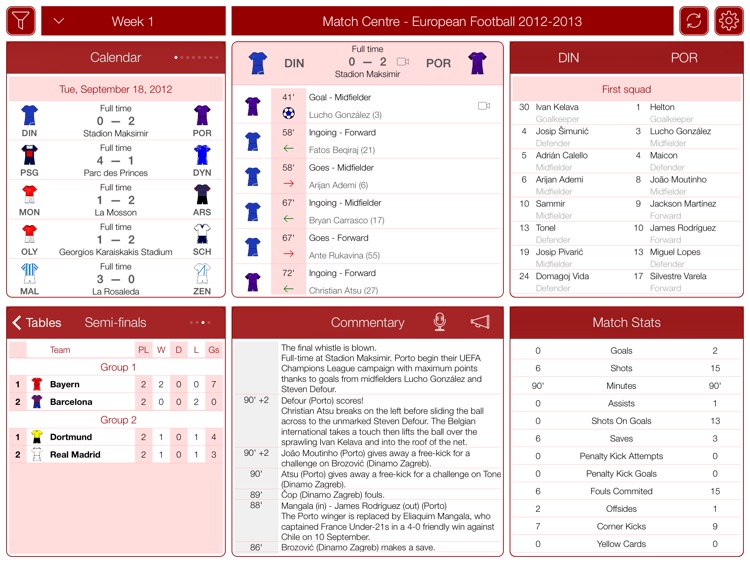 European Football 2012-2013 - Match Centre