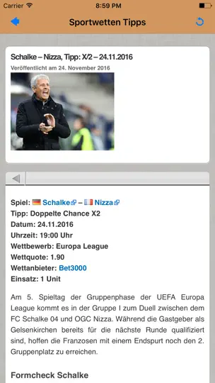 Screenshot von Sportwetten Tipps Der Wettbasis auf dem iPhone 1