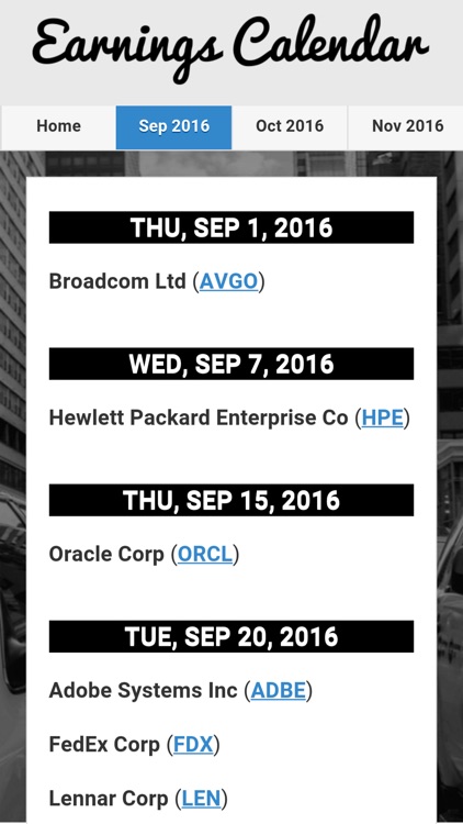Symbol Surfing Earnings Calendar