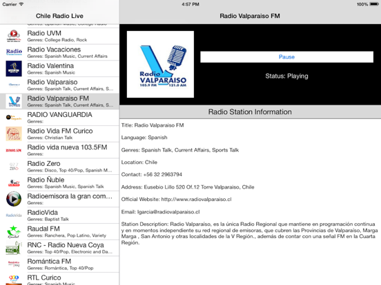Screenshot #4 pour Chile Radio Live Player (Santiago / Spanish / español)