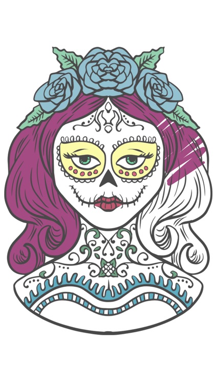 Sugar Mexican skull - Coloring book for adults screenshot-4