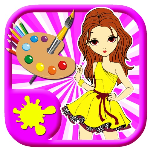 Shimmer Girl Party Coloring Page Game For Kids Icon