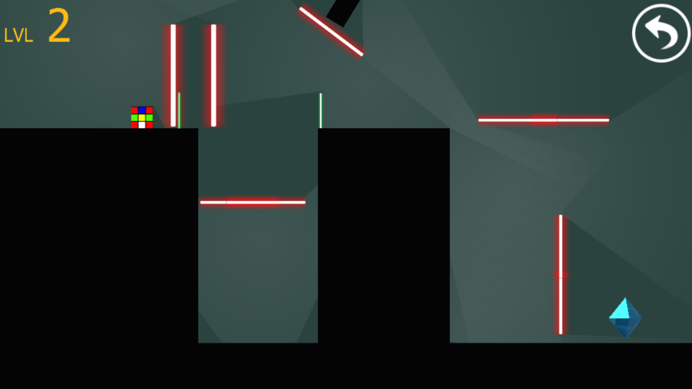 Cube magic runner escape red laser room in dark