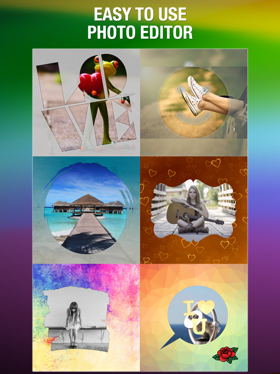 Shape Over Pic Cool Text & Photo Editor - Adding overlay silhouette symbol mask to picture iPad screenshot 1 - Photo & Video app