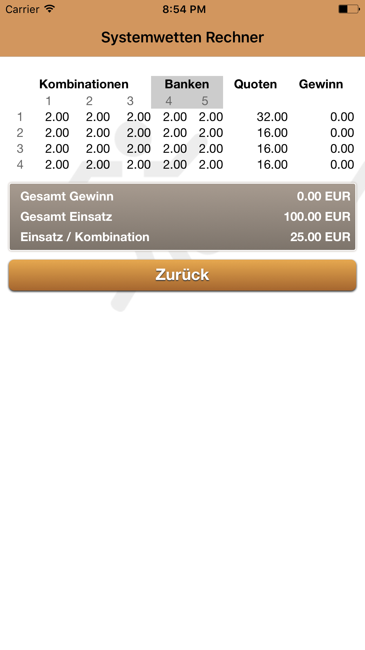 Systemwetten Rechner der Wettbasis screenshot 5