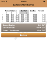 Systemwetten Rechner der Wettbasis screenshot