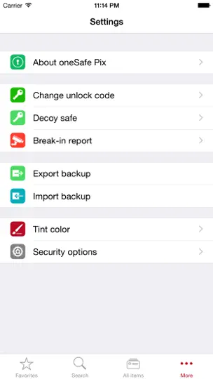 Capture d'écran de OneSafe Pix 4 sur iPhone 5