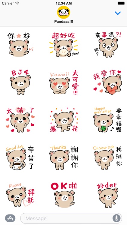 Pretty Teddy Bear Stickers -Traditional Chinese