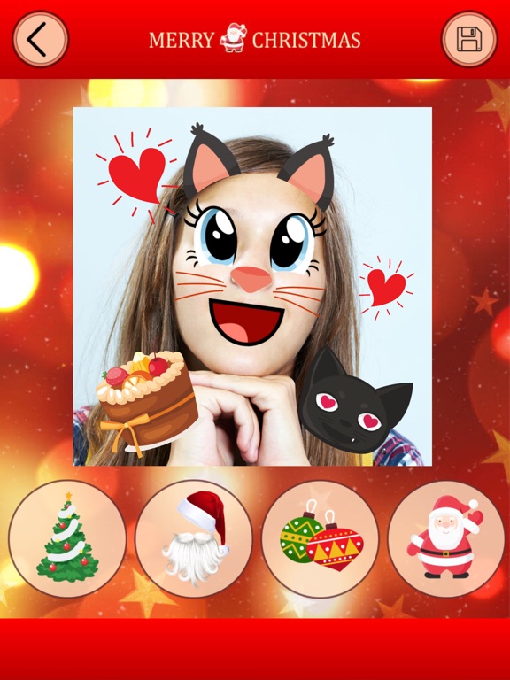 Funny Face - New Year, Christmas Photo Stickers iPad screenshot
