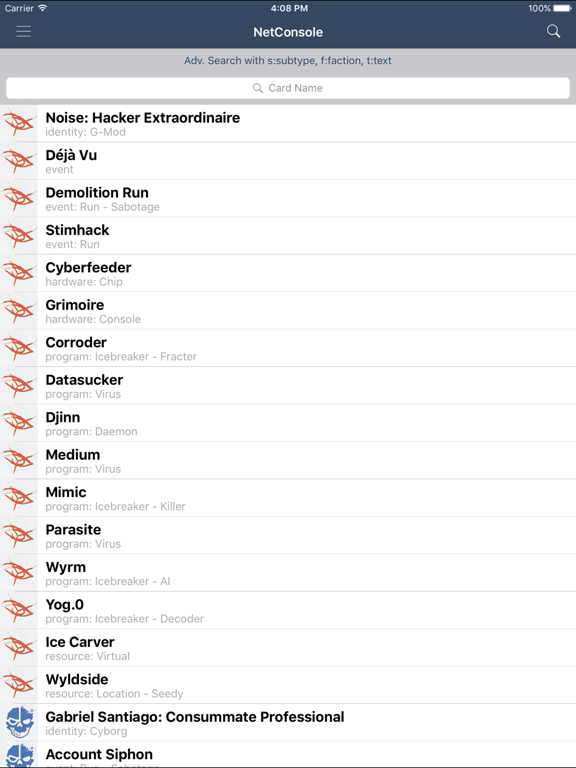 Screenshot #4 pour NetConsole - A Card Browser for Android Netrunner