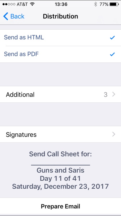 Pocket Call Sheet