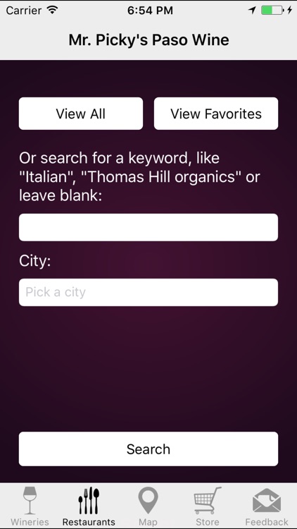 Mr. Picky's Paso Robles Wine Tasting App