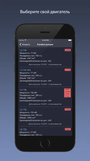 Скриншот VAG Service - Audi, Porsche, Seat, Skoda, VW. на iPhone 3