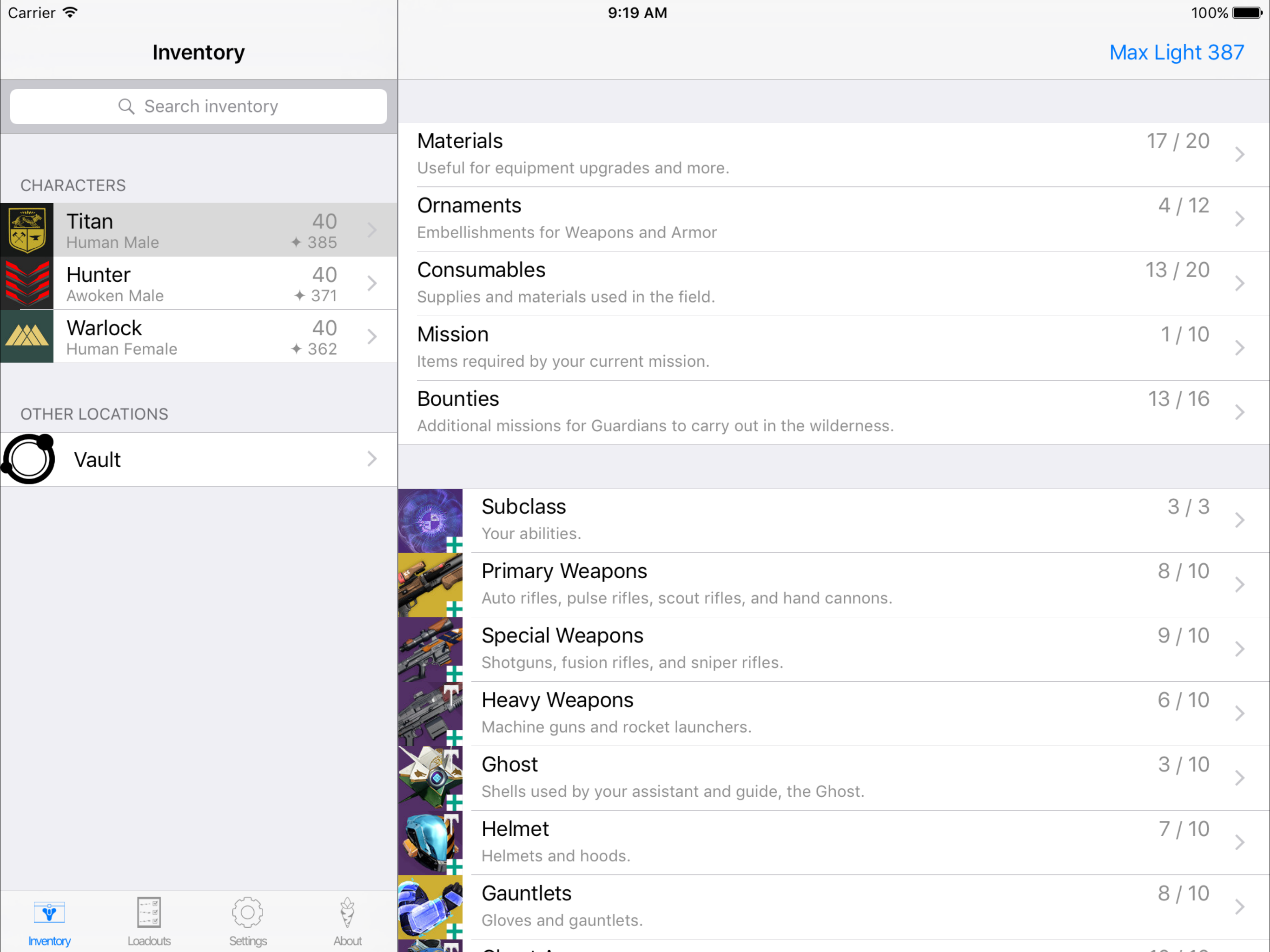 Inventory Manager for Destiny screenshot 6