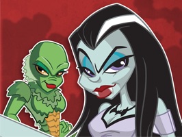 Your friends will scream with excitement when you send them these classic monster characters reimagined as cartoon pin-up girls