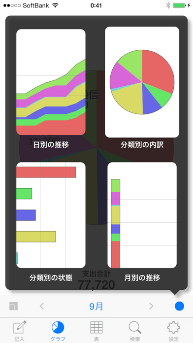 支出管理スクリーンショット