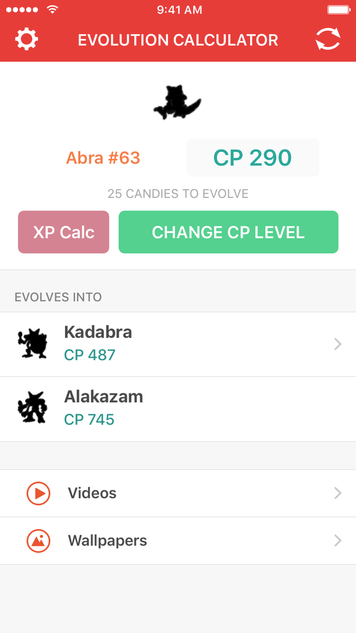 Evolution Calculator for Pokemon GO - XP & CP