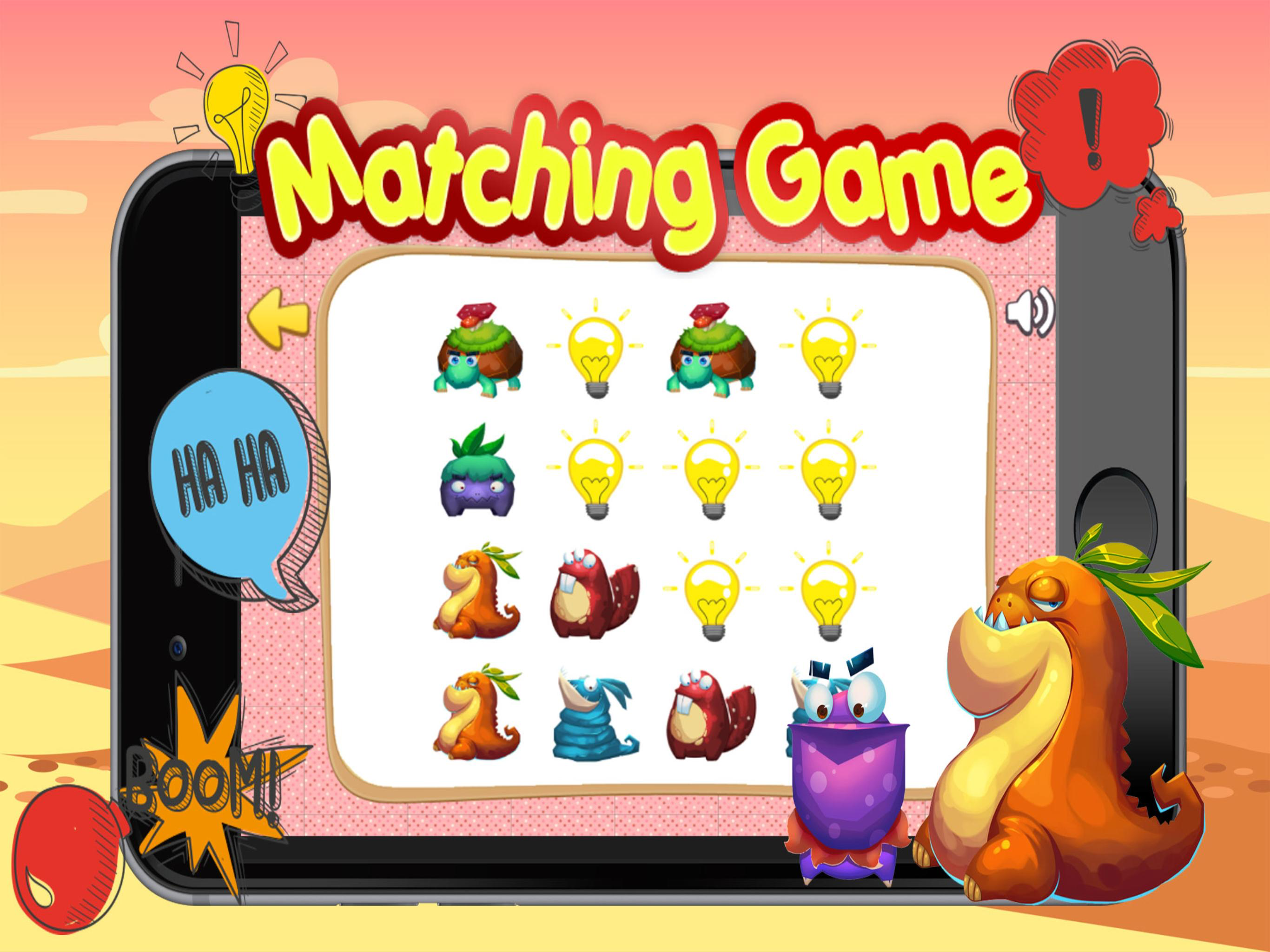 Dinosaur monster remember games preschool matching