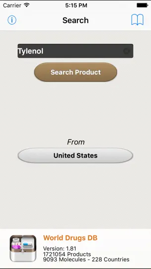 Capture d'écran de World Drugs DB sur iPhone 1
