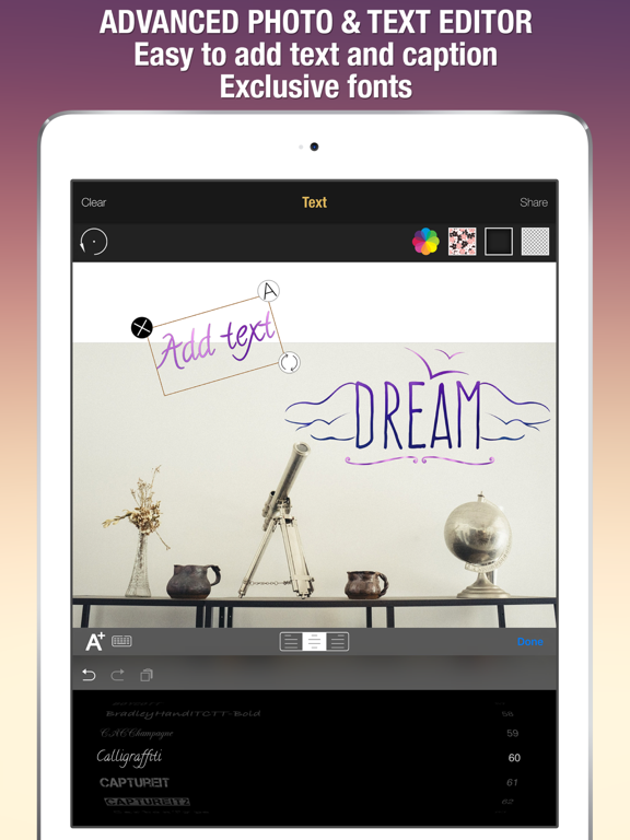 PicTextArt - Easy to add word, caption edit photos iPad screenshot 5 - Photo & Video app