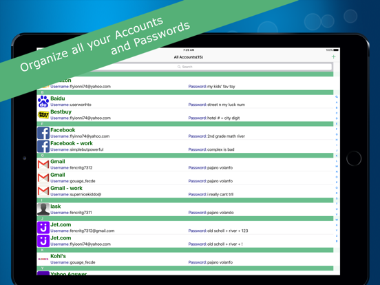 Pass2word Free iPad screenshot 1 - Productivity app