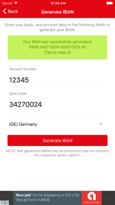 IBAN-Test screenshot