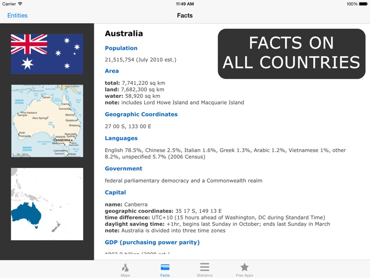 Atlas for iPad - World Maps, Facts & Statistics