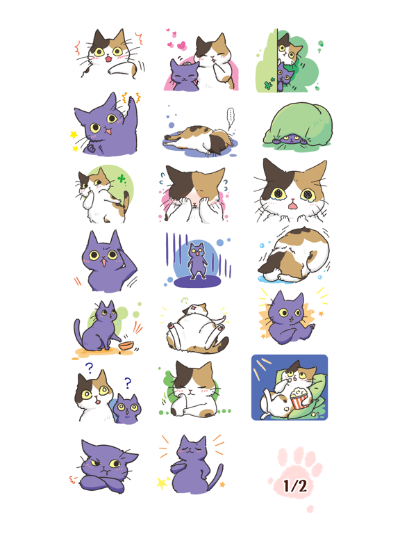 Black Cat and Calico Cat iPad screenshot 2 - Stickers app