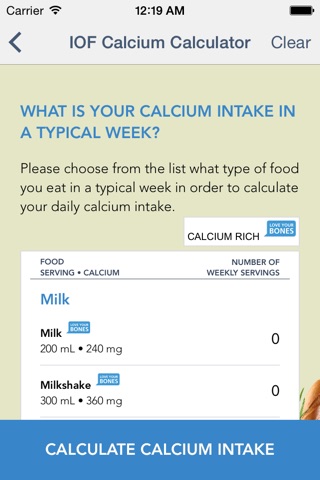 IOF Calcium Calculator screenshot 2