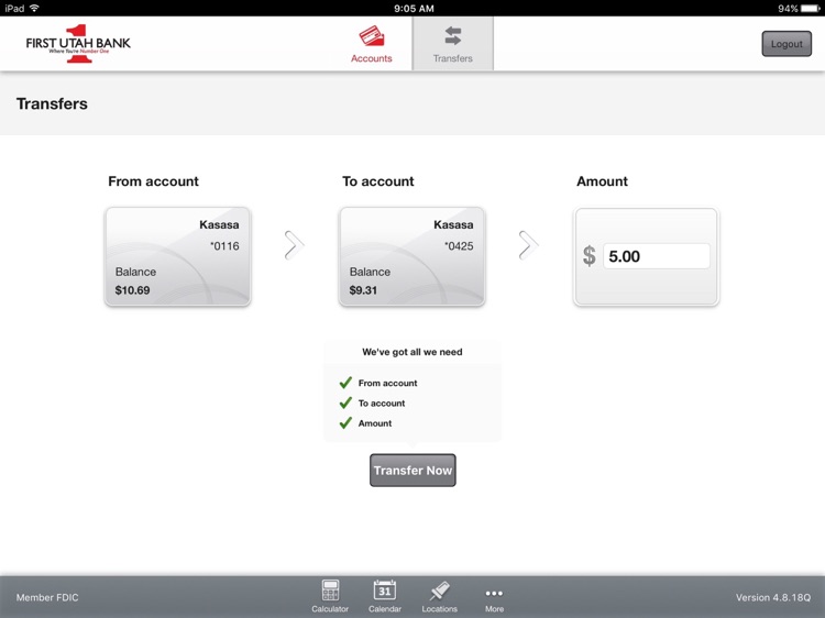 First Utah Bank Tablet Banking screenshot-3