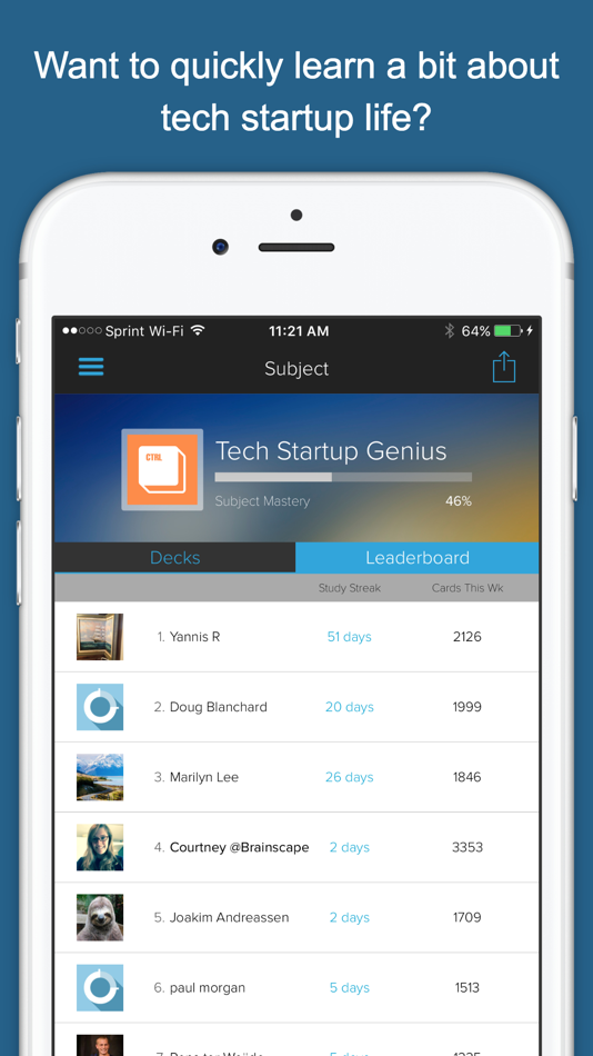 #4. Tech Startup Genius (iOS) 게시자: Brainscape