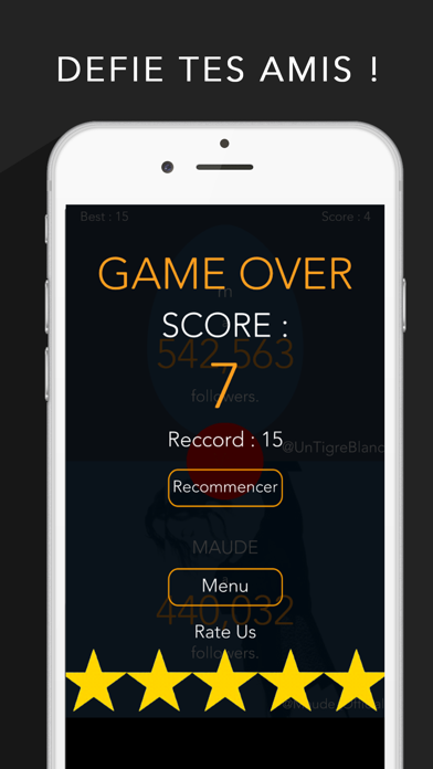 Screenshot #3 pour Le jeu du plus ou du moins, Followers pour Twitter