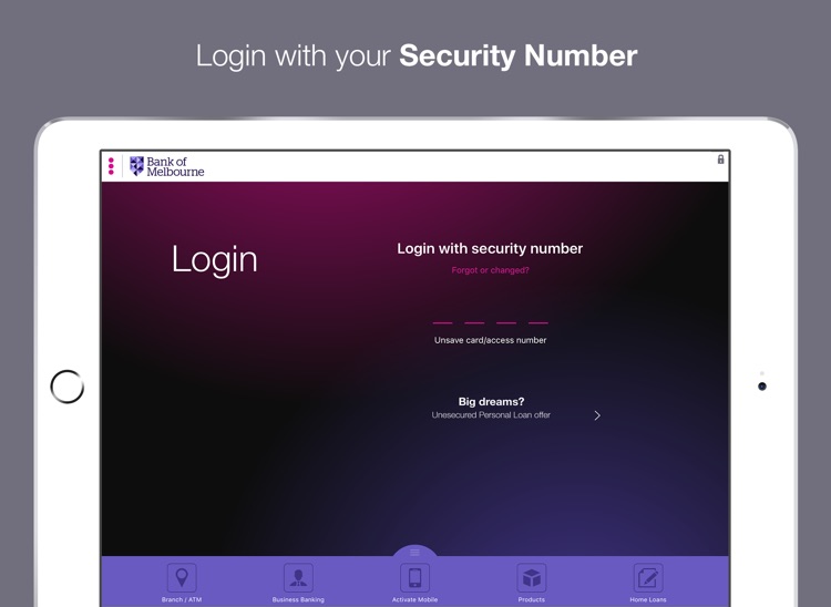 Bank of Melbourne iPad Banking