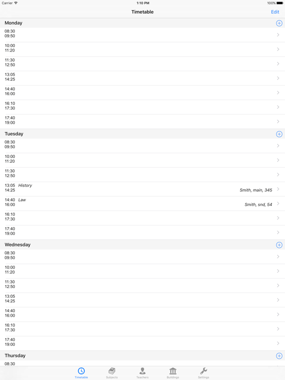 Lessons Schedule
