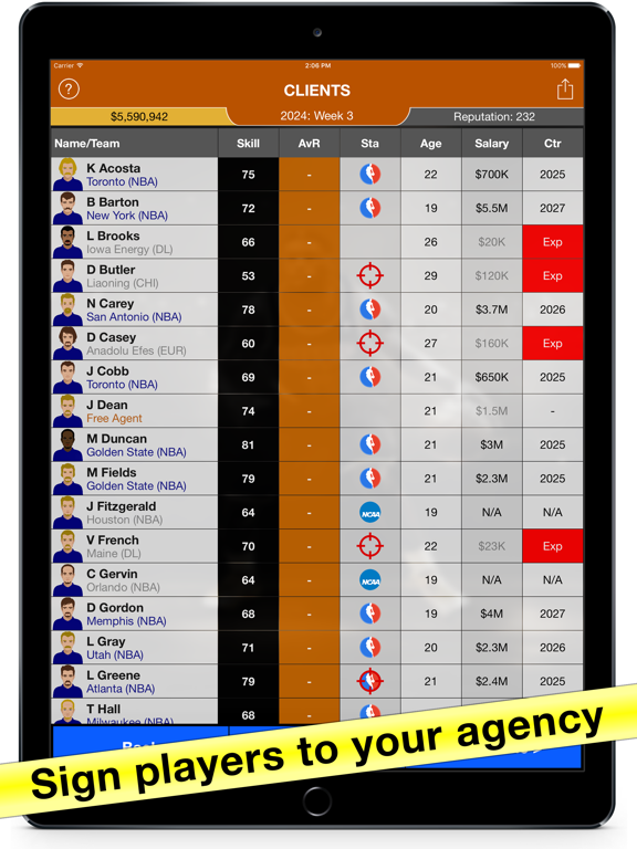 Basketball Agent: Manager Sim iPad screenshot 1 - Games app