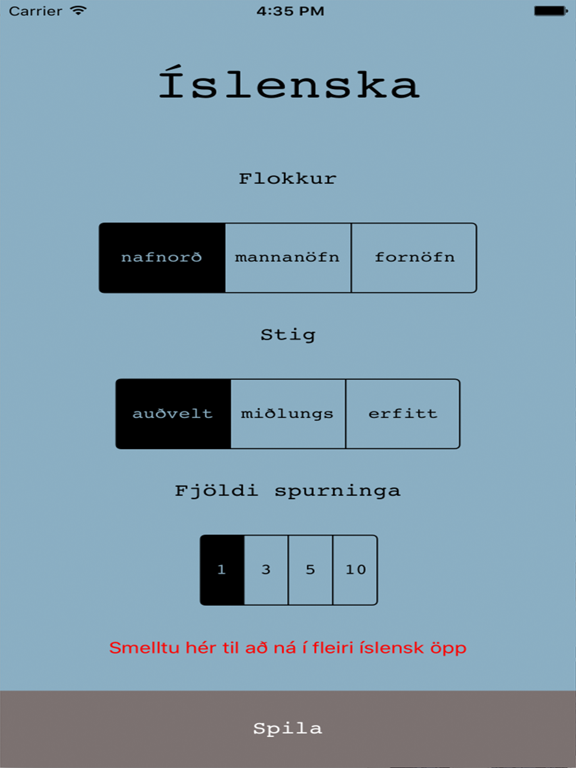 Íslenska iPad screenshot