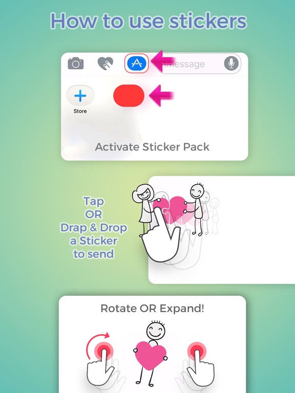 Stick-Figure Couple Stickers iPad screenshot
