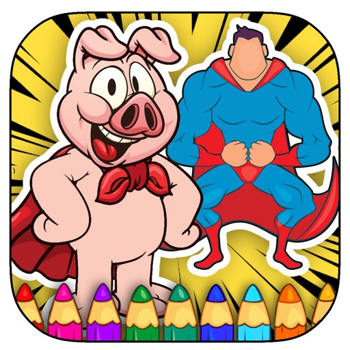 Free Coloring Book Game Pig And Hero Version iOS App