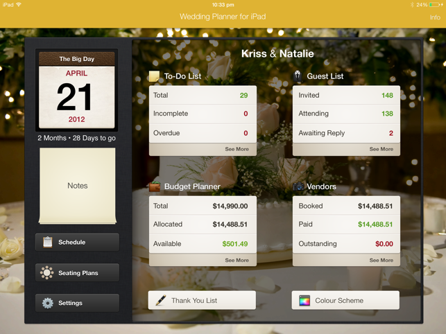 ‎Wedding Planner for iPad Screenshot