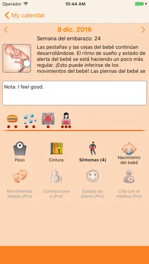 Captura de pantalla de WomanLog Pregnancy Calendar en iPhone 2