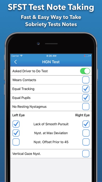 SFST Report - DUI Test Notes for Law Enforcement