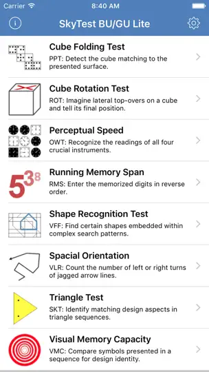 Captura de pantalla de SkyTest BU/GU Lite en iPhone 1