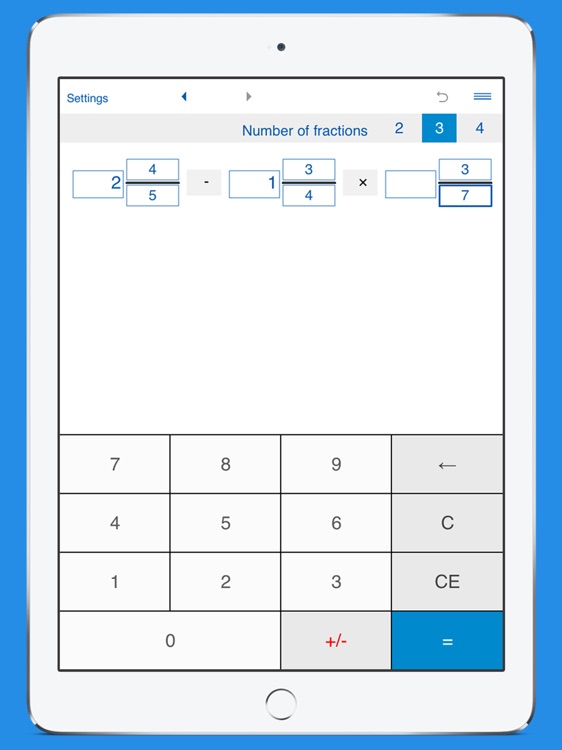 Fraction calculator XL